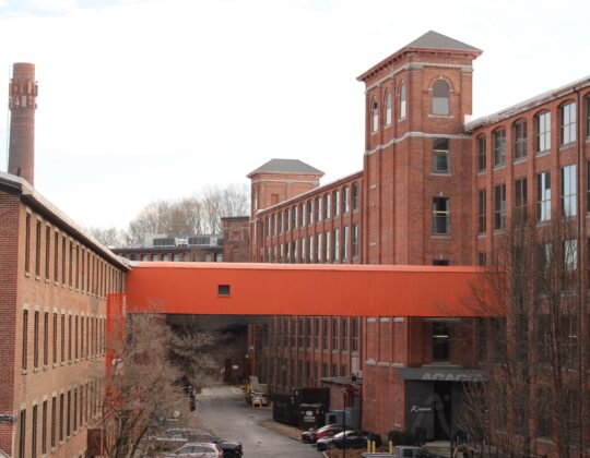 Exterior shot of office location at the historic Mill & Main campus.
